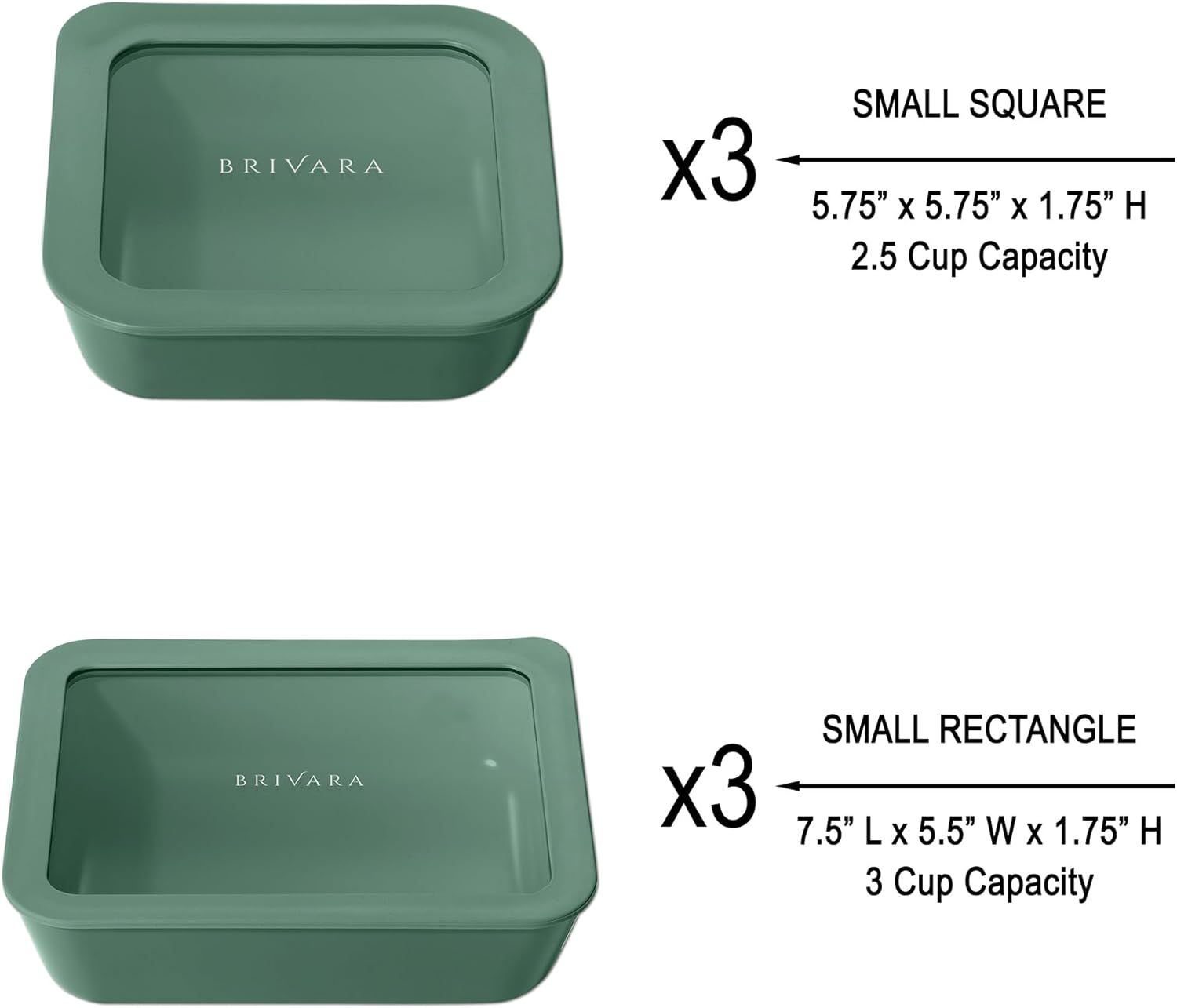 Ceramic Coated Glass Food Storage Container | No PTFE, PFOA, PFAS, and BPA | Reusable Non Toxic Meal Prep Container with Glass Lid | Easy To Store | 6 Piece Food Prep [Pine]