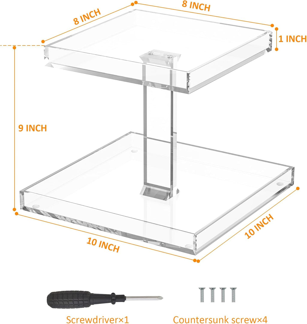2-Tier Perfume Tray,Clear Perfume Organizer for Dresser and Counter,Acrylic Perfume Stand Organizer Vanity Trays Makeup Storage Holder for Bedroom Decor (10x8)