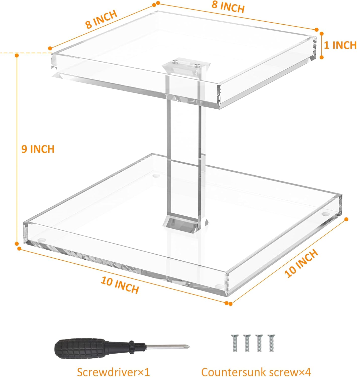 2-Tier Perfume Tray,Clear Perfume Organizer for Dresser and Counter,Acrylic Perfume Stand Organizer Vanity Trays Makeup Storage Holder for Bedroom Decor (10x8)