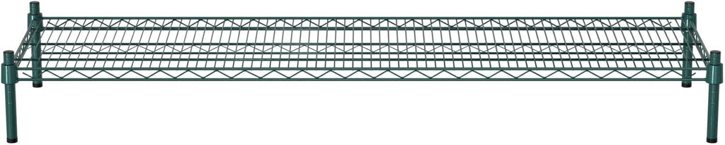18" x 60" NSF Green Wire Stationary Dunnage Storage Rack with 8" Posts Ideal for Commercial Kitchen Home Garage Warehouse Shelters