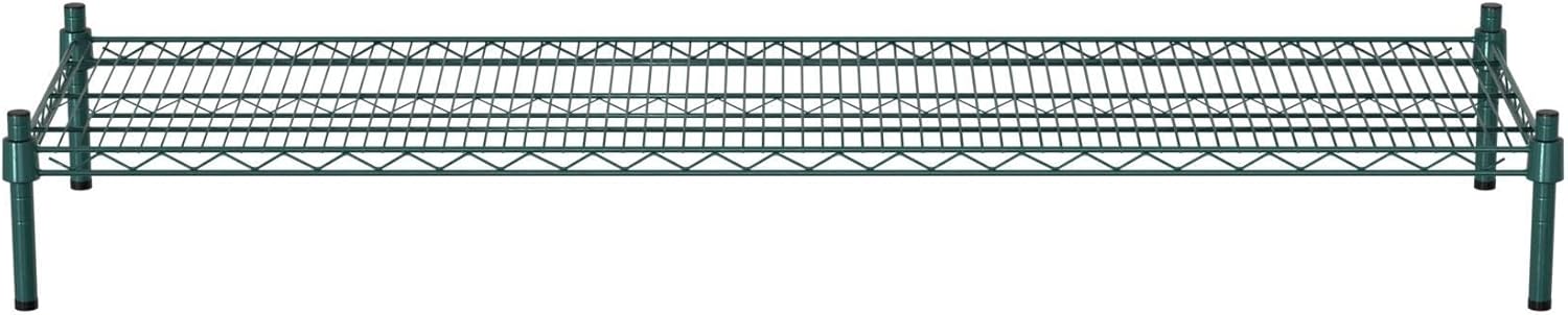 18" x 60" NSF Green Wire Stationary Dunnage Storage Rack with 8" Posts Ideal for Commercial Kitchen Home Garage Warehouse Shelters