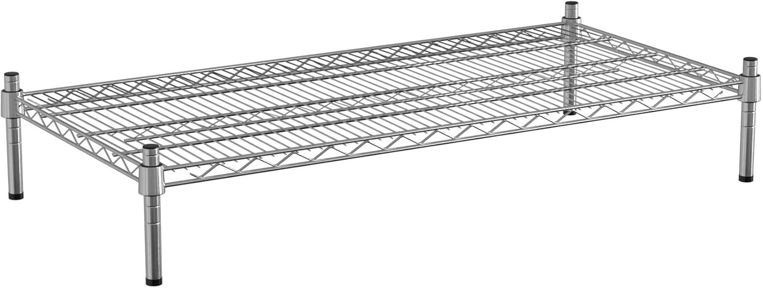 21" x 42" NSF Chrome Wire Stationary Dunnage Storage Rack with 8" Posts, Ideal for Commercial Kitchen, Home, Garage, Warehouse, Shelters