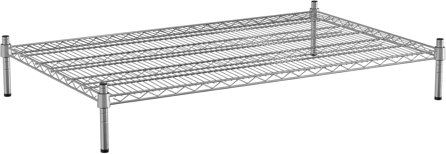 30" x 48" NSF Chrome Wire Stationary Dunnage Storage Rack with 8" Posts, Ideal for Commercial Kitchen, Home, Garage, Warehouse, Shelters