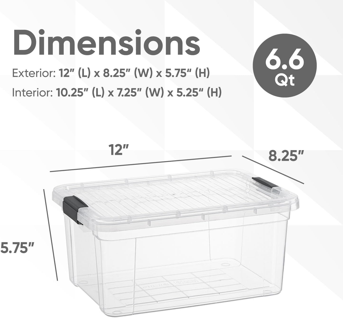 Superio Storage Bins with Lids- 4 Pack, 6.6 Qt Clear Boxes for Organizing, Stackable Plastic Containers- BPA Free, Non-Toxic, Odor Free, Organizer for Home, Office, Dorm