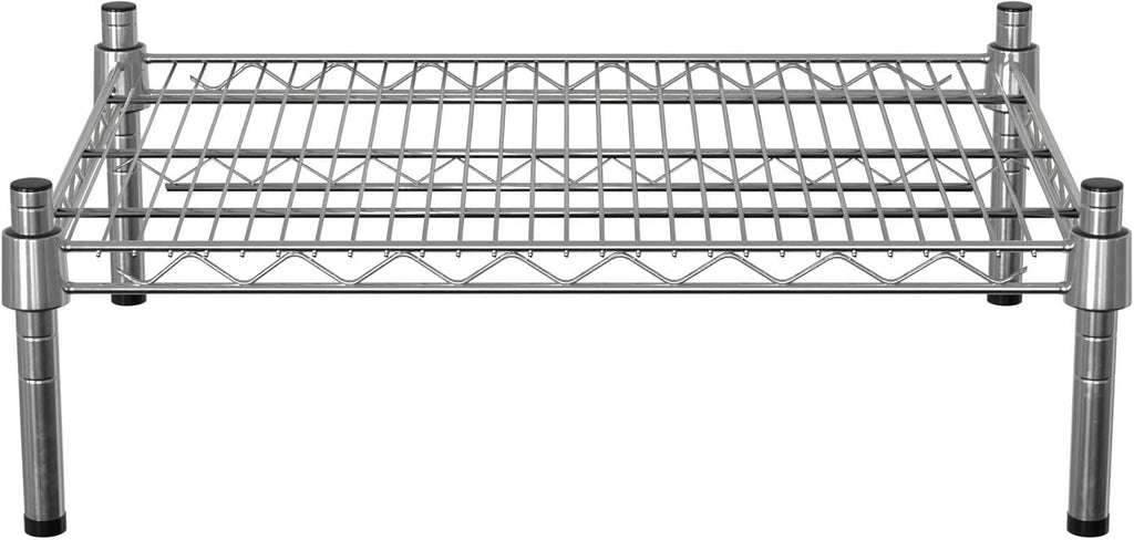 18" x 24" NSF Chrome Wire Stationary Dunnage Storage Rack with 8" Posts, Ideal for Commercial Kitchen, Home, Garage, Warehouse, Shelters