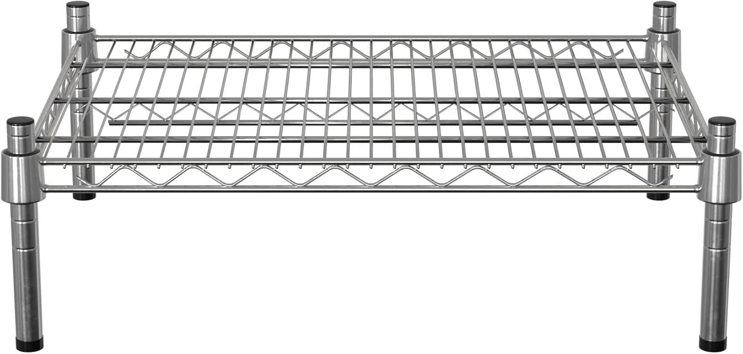 18" x 24" NSF Chrome Wire Stationary Dunnage Storage Rack with 8" Posts, Ideal for Commercial Kitchen, Home, Garage, Warehouse, Shelters