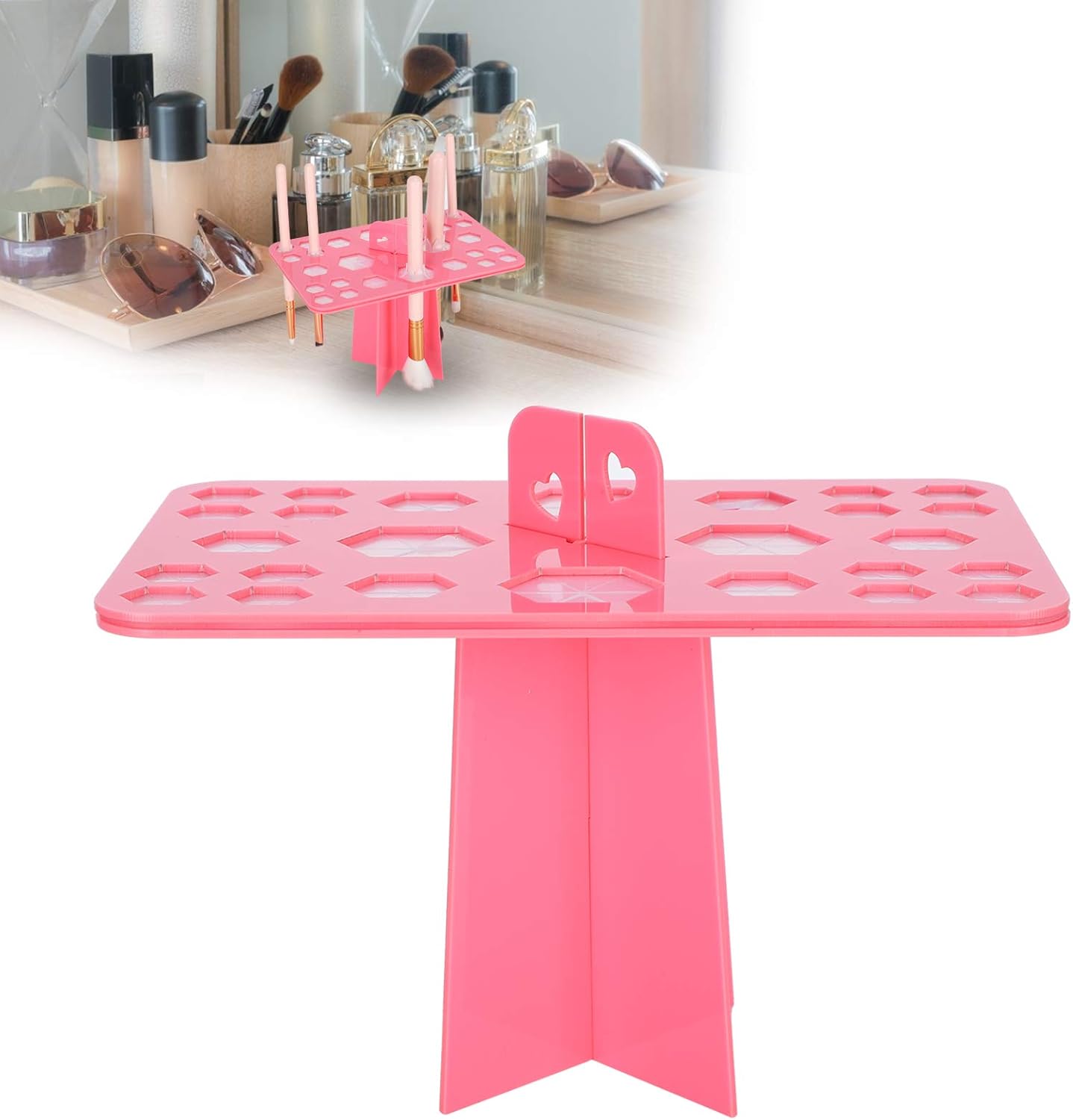 ZJchao Makeup Brush Drying Rack, 26 Hole Makeup Brush Holder Cosmetic Brush Dryer Stand with 2pcs Rack for Storing and Drying Brushes - for Makeup Artists and Cosmetics Lovers