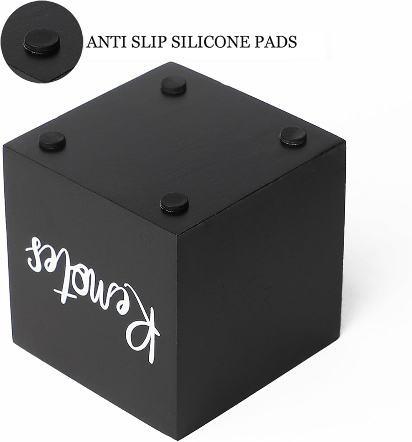 Wood Remote Control Holder, TV Remote Control Organizer for Home Bedroom Table, Multi-Purpose Desktop Storage (Black, S,for 2 or 3 Remote Controls)