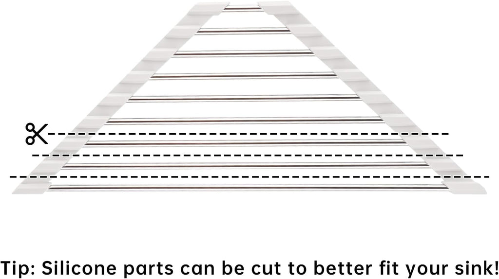 Tomorotec Triangle Roll-Up Dish Drying Rack Sink Corner Small Foldable Stainless Steel Over The Sink Multipurpose Kitchen Drainer Caddy Organizer Storage Shelf Holder (Coconut Milk White)