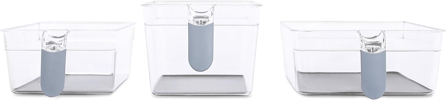 Internet's Best Kitchen Pantry Organizer Bins Set with Handles | 6 Piece Set | Pantry Fridge Freezer Storage Cabinet Containers | Silicone Non Slip Tray Feet | Clear Acrylic Holders