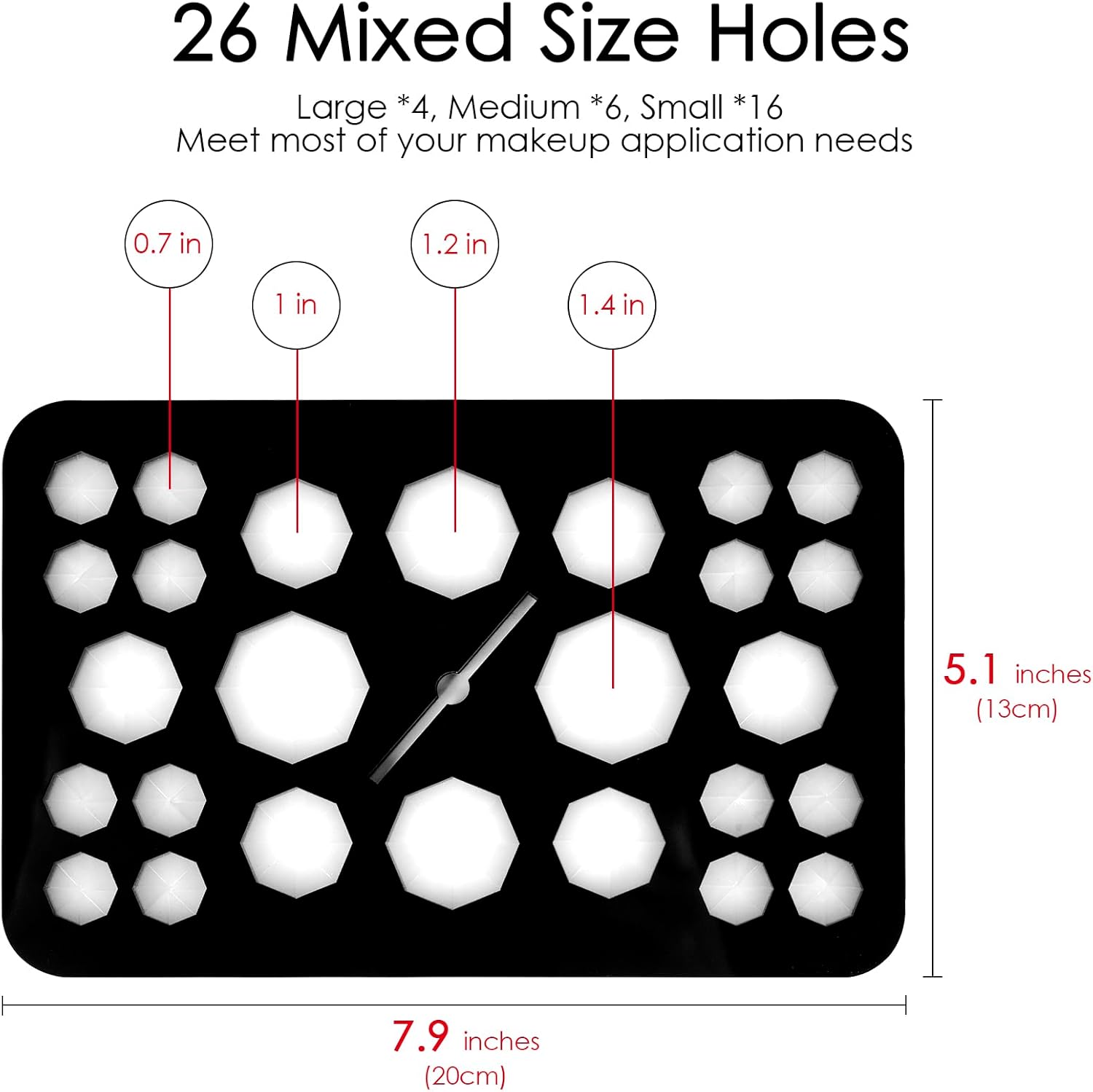 Makeup Brushes Drying Rack with Silicone Mat, 26 Holes Acrylic Brush Holder Stand Tree Tray, Adjustable Makeup Brush Holder