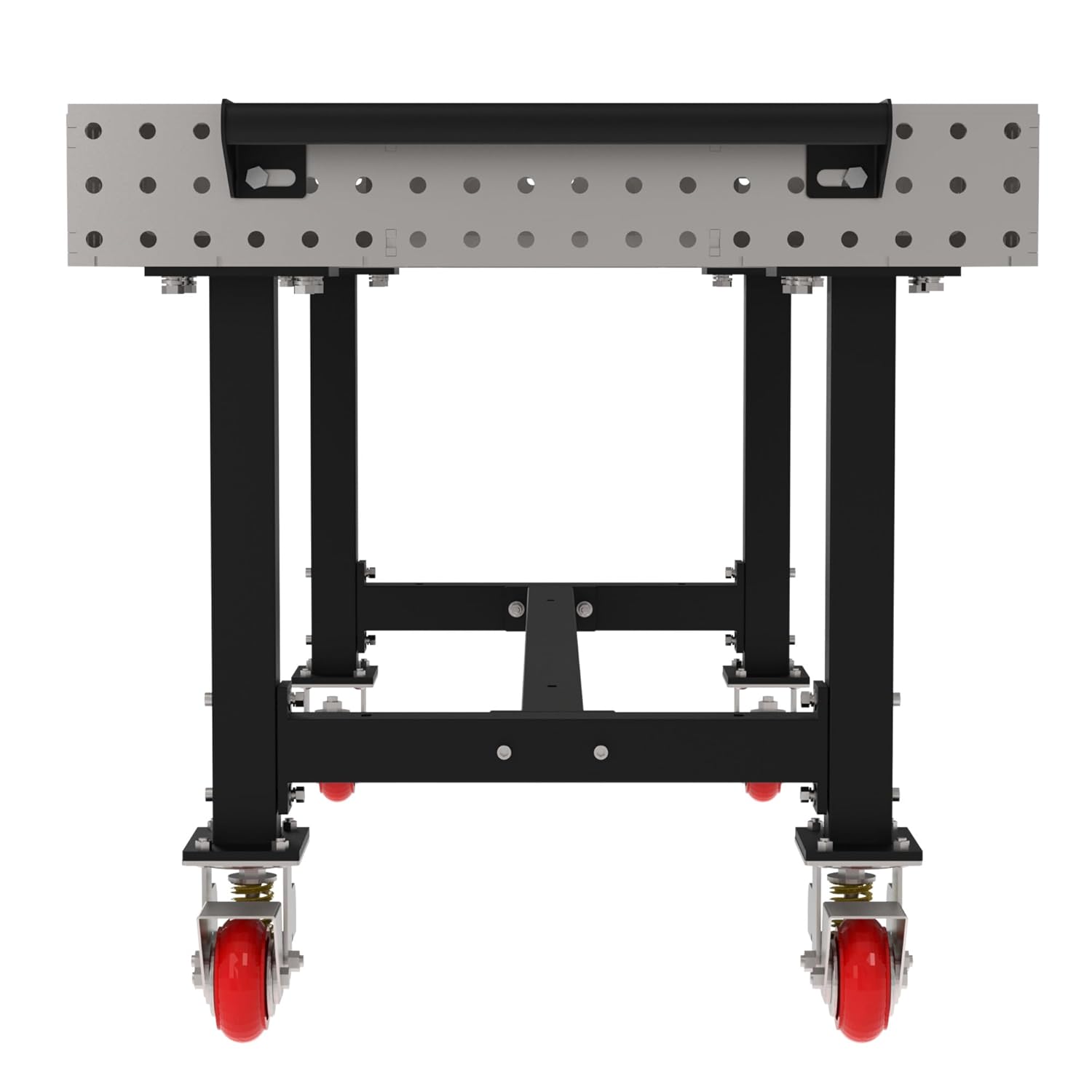 (CTE) Classroom Welding & Fixture Table, 36" H x 72" L x 36" D, 1/4" Carbon Steel Top, Mobile, Casters, Handle, Black Powdercoat Legs, Made in The USA