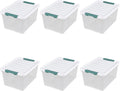 6 Pack 35 Quarts Large Storage Bin with Lid, Clear Plastic Latching Boxes