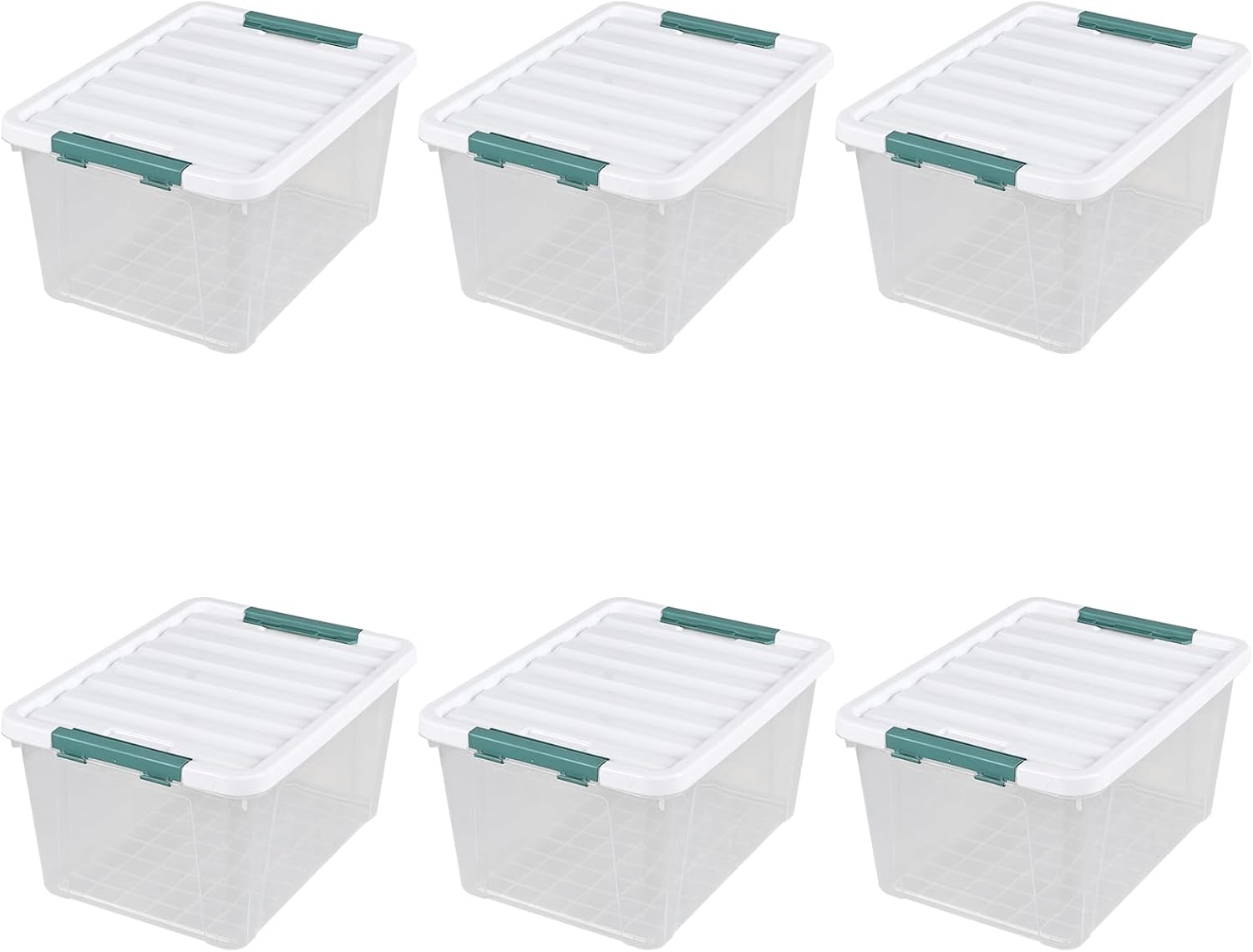 6 Pack 35 Quarts Large Storage Bin with Lid, Clear Plastic Latching Boxes