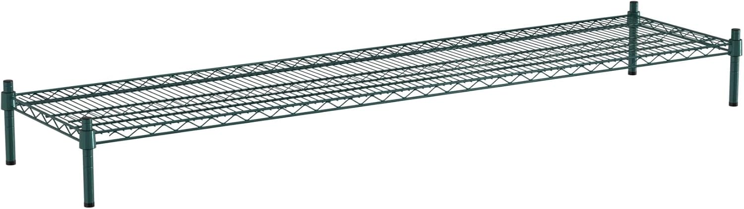 18" x 72" NSF Green Wire Stationary Dunnage Storage Rack with 8" Posts Ideal for Commercial Kitchen Home Garage Warehouse Shelters