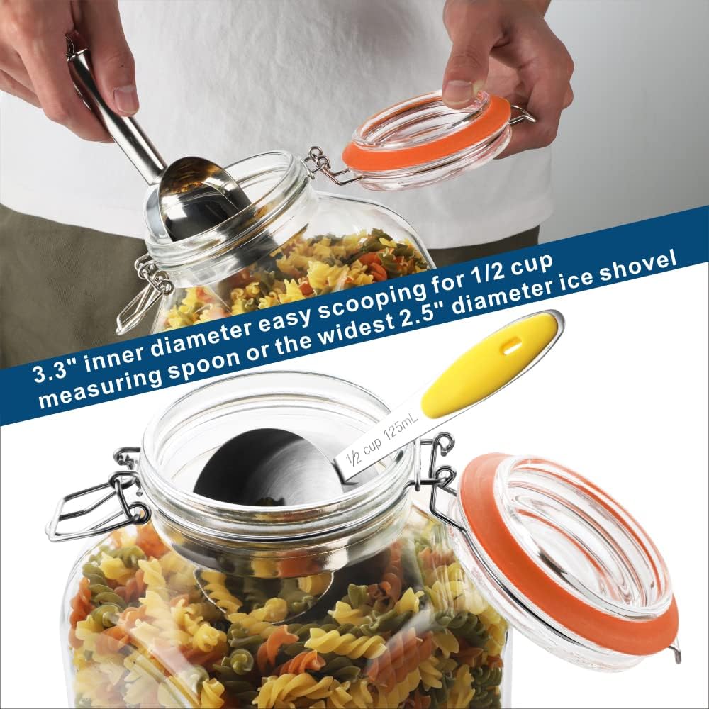 1 Gallon Square Glass Storage Jars with Airtight Lids, 2 Pack Large Glass Pickle Jars for Fermenting, Clear Glass Canister for Flour, Cookie, Candy, Kombucha, Sun tea(Extra Labels and Gasket)