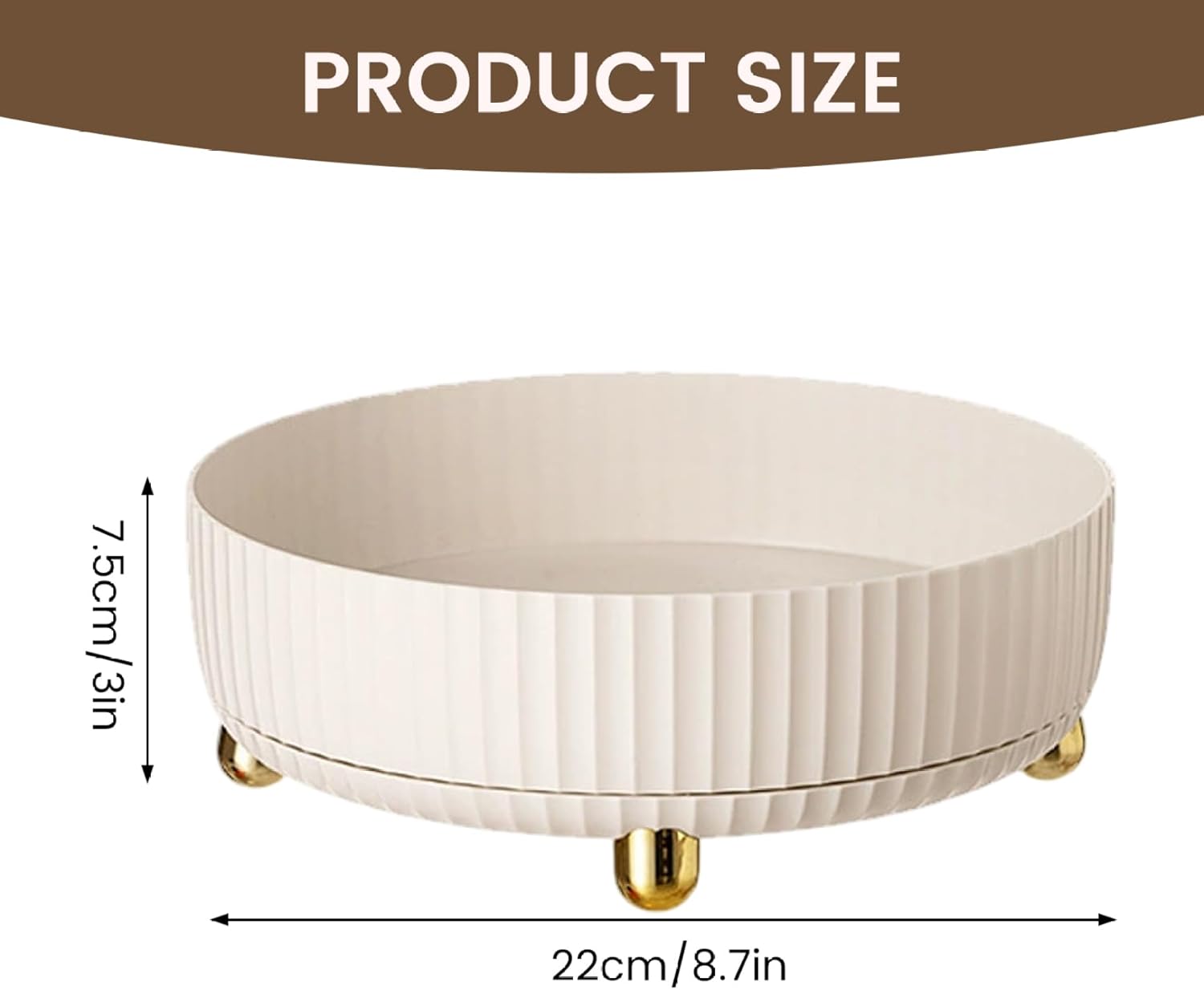 Rotating Makeup Organizer, 8.7 Inch Large Capacity Vanity Tray for Perfume & Cosmetics, Plastic