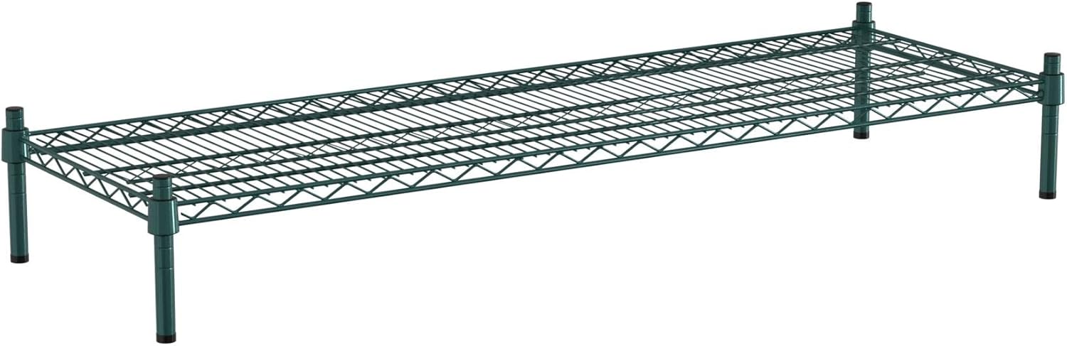 18" x 54" NSF Green Wire Stationary Dunnage Storage Rack with 8" Posts Ideal for Commercial Kitchen Home Garage Warehouse Shelters
