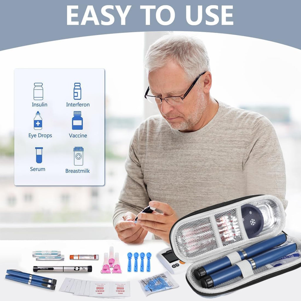 Insulin Cooler Travel Case Medication Diabetic Cooler for Travel with 1 Ice Packs Insulated Organizer for Insulins Pens and Other Diabetic Supplies