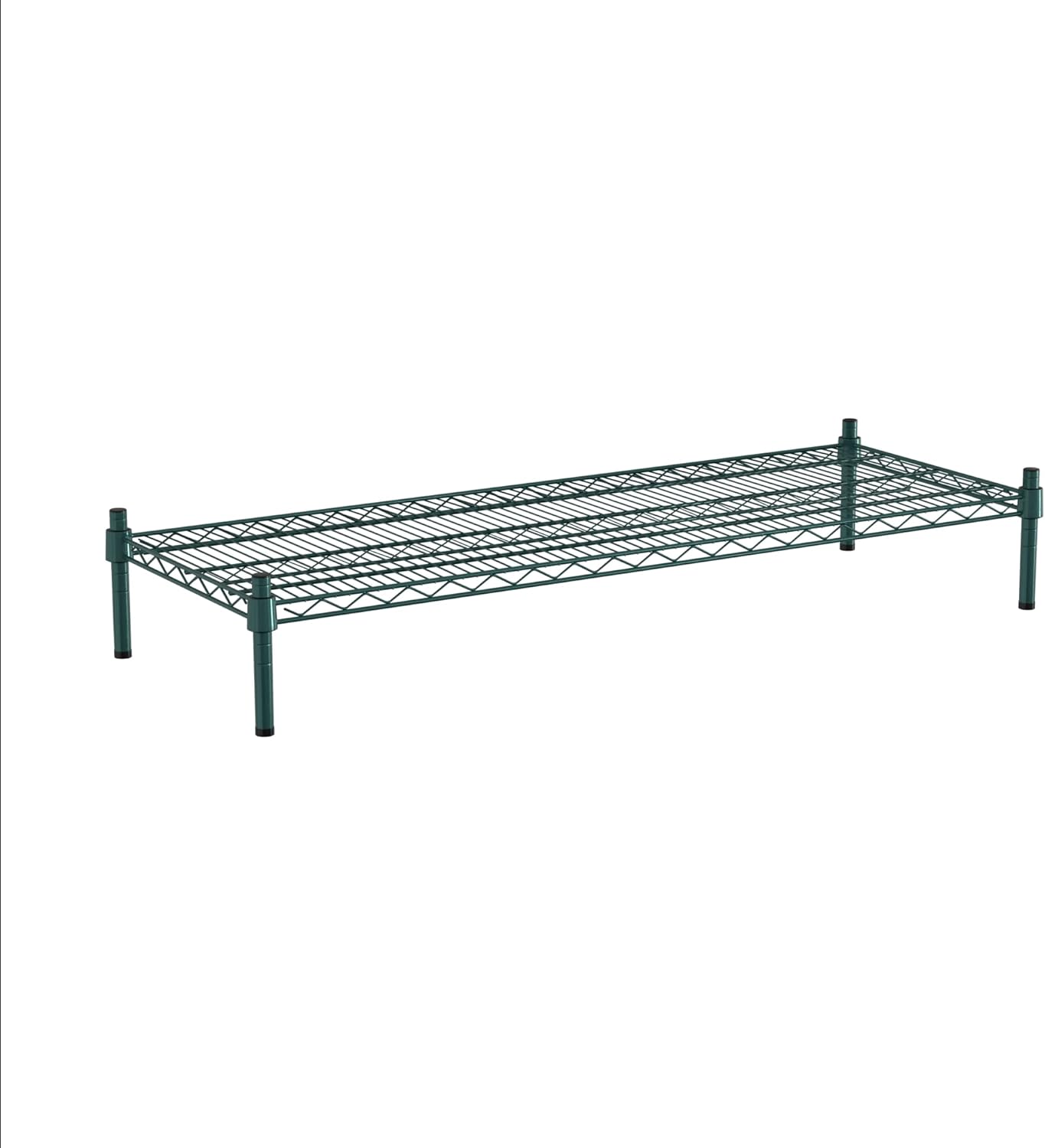 18" x 48" NSF Green Wire Stationary Dunnage Storage Rack with 8" Posts Ideal for Commercial Kitchen Home Garage Warehouse Shelters