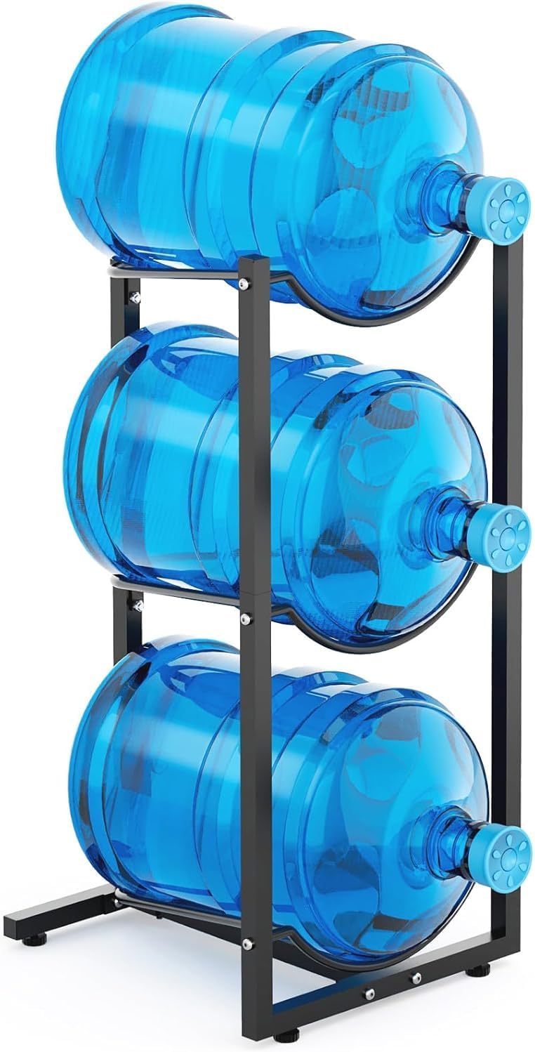 MYLOLF 5 Gallon Water Jug Holder : 3 Tier Water Jug Stand Holder for 5 Gallon Water Dispenser- 5 Gal Water Bottle Storage Rack Organizer for Home Kitchen Garage