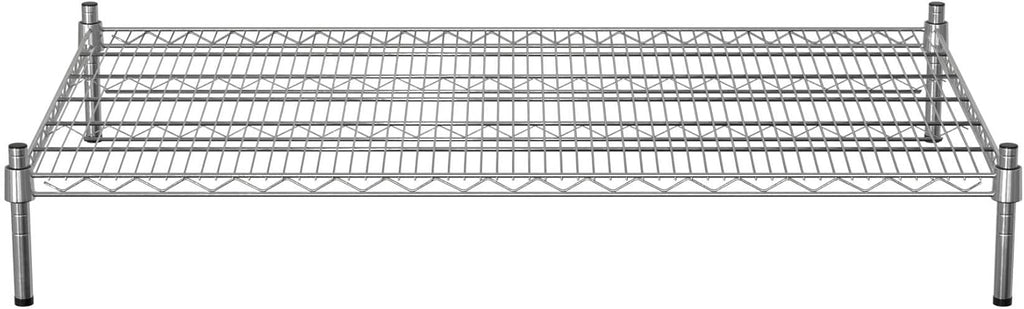 30" x 48" NSF Chrome Wire Stationary Dunnage Storage Rack with 8" Posts, Ideal for Commercial Kitchen, Home, Garage, Warehouse, Shelters