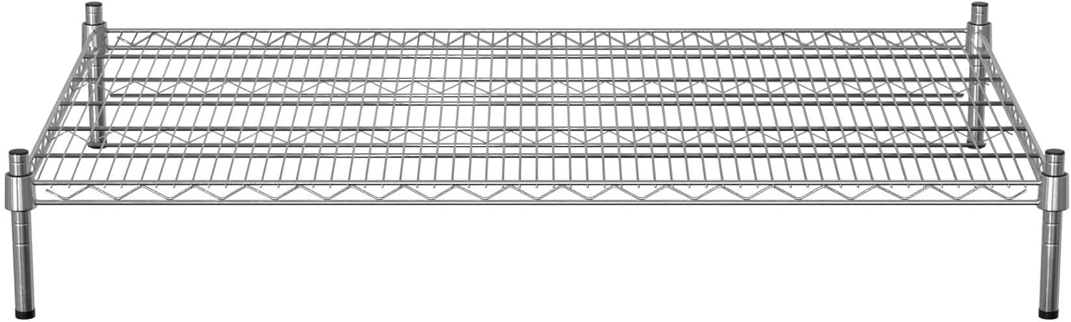 30" x 48" NSF Chrome Wire Stationary Dunnage Storage Rack with 8" Posts, Ideal for Commercial Kitchen, Home, Garage, Warehouse, Shelters