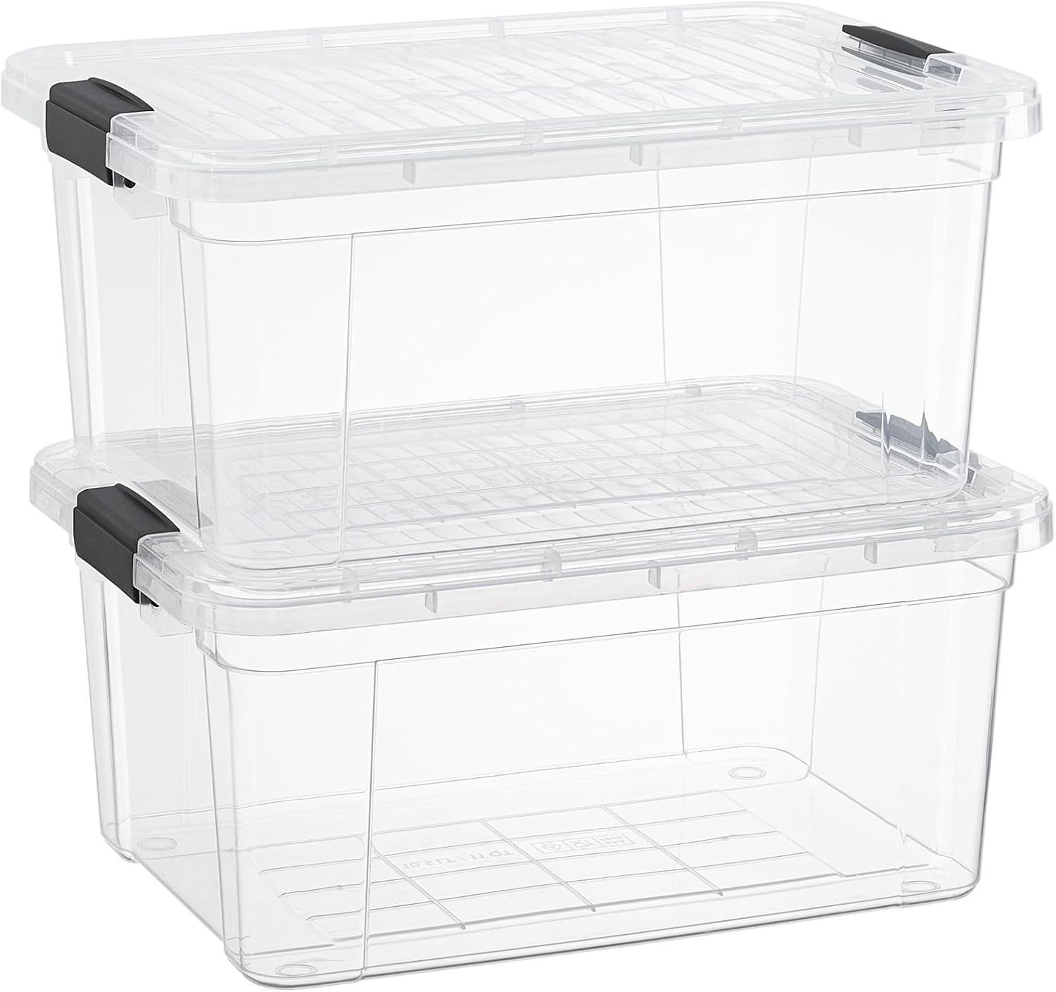 Superio Clear Storage Boxes with Lids, 11 Quart Plastic Container Bins for Organizing, Stackable Crates, BPA Free, Non Toxic, Odor Free, Organizers for Home, Office, School, and Dorm