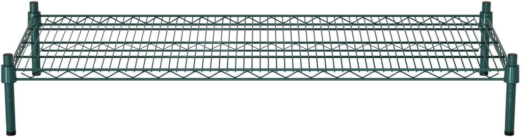 21" x 48" NSF Green Wire Stationary Dunnage Storage Rack with 8" Posts Ideal for Commercial Kitchen Home Garage Warehouse Shelters