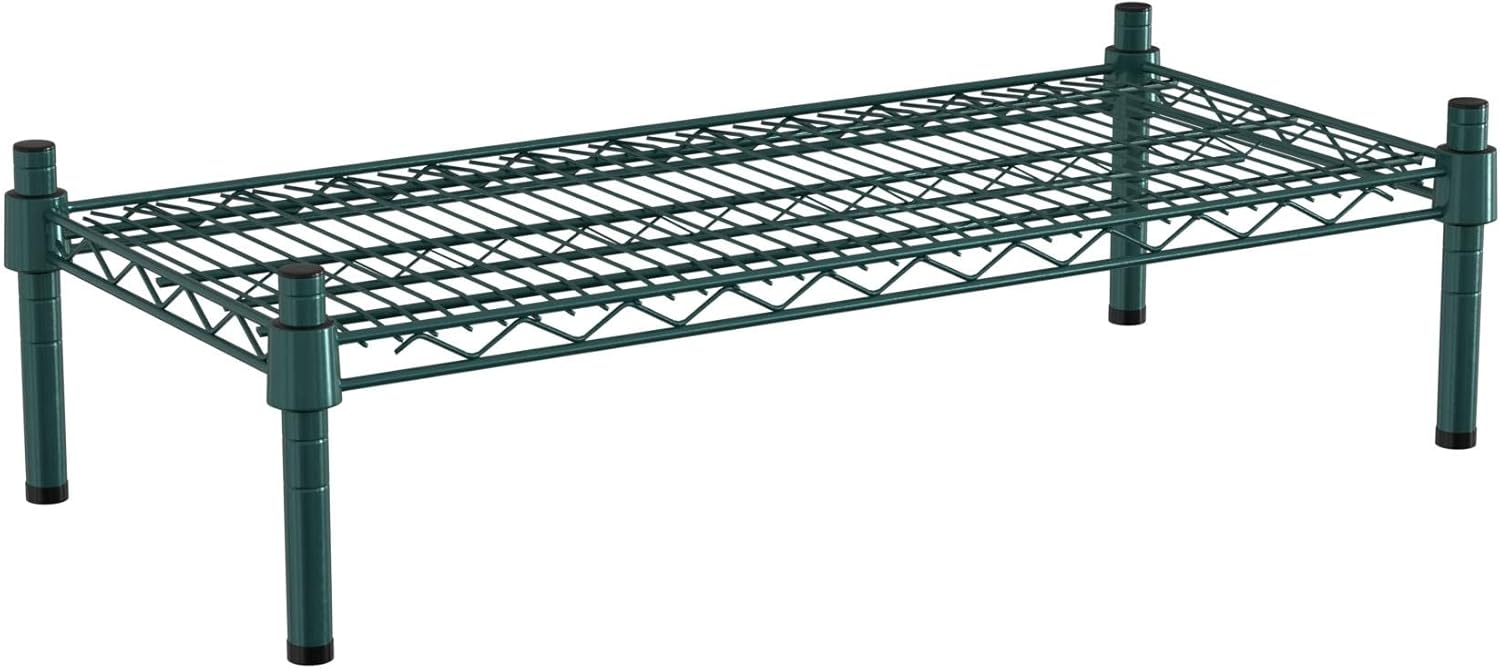 14" x 30" NSF Green Wire Stationary Dunnage Storage Rack with 8" Posts Ideal for Commercial Kitchen Home Garage Warehouse Shelters