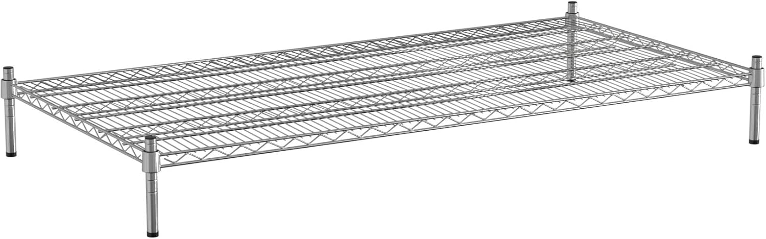 30" x 60" NSF Chrome Wire Stationary Dunnage Storage Rack with 8" Posts, Ideal for Commercial Kitchen, Home, Garage, Warehouse, Shelters