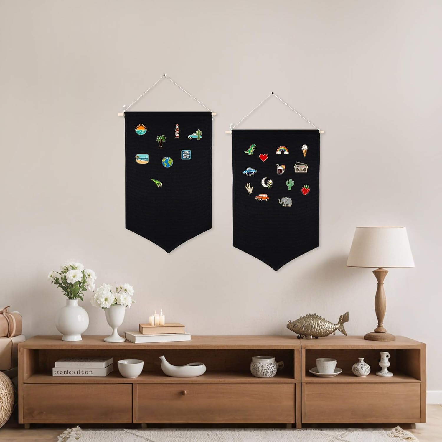 5 PCS Canvas Banners Wall Hanging Brooch Jewelry Storage Case Stand Enamel Pin Display, Sublimation blank Banner,Holder Earrings Necklace Pin Collection Organizer