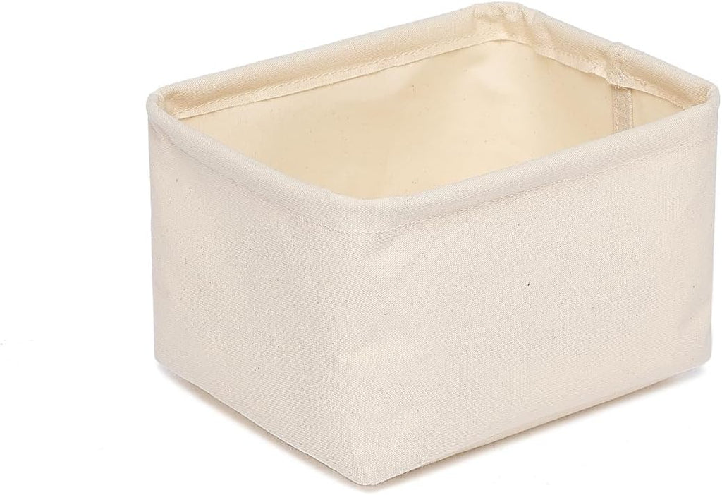 Foldable Storage Bins with Lids Cotton Canvas Rectangular Storage Box Ideal for Organization Lightweight and Durable (7.48 x 5.91 x 4.72)