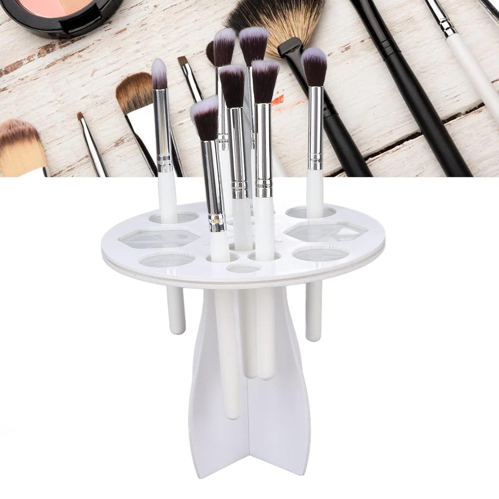 ZJchao Makeup Brush Drying Rack, 14 Holes Paint Brush Drying Holder Make Up Organizer Tree Tray Stand Makeup Brush Holder Brush Dryer Stand with Bottom Bracket for Storing Drying Brushes
