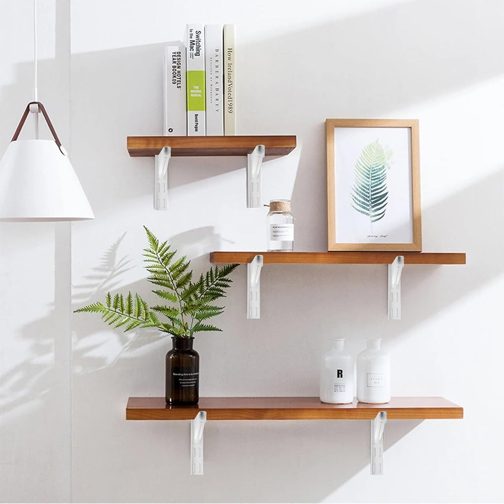 10 Pack 15‑Inch Adjustable Wire Shelf Brackets – Heavy‑Duty Double‑Track Closet & Wall Shelving System Supports（White）