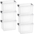 Superio Clear Storage Boxes with Lids, 4.75 Quart Plastic Container Bins for Organizing, Stackable Crates, BPA Free, Non Toxic, Odor Free, Organizers for Home, Office and Dorm, 6 Pack