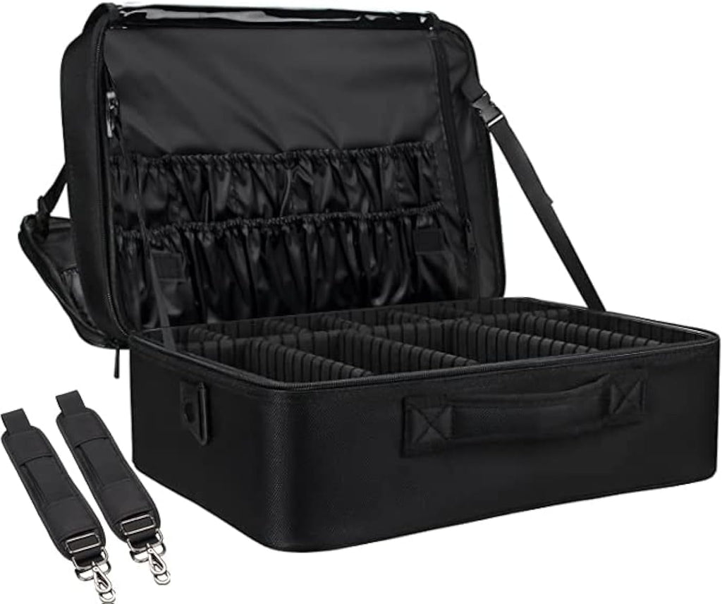 Extra-large Makeup Case, a Must for Double-layer Travel, a Storage Case for Professional Makeup Artists to Put Cosmetics, with Adjustable Partitions and Support