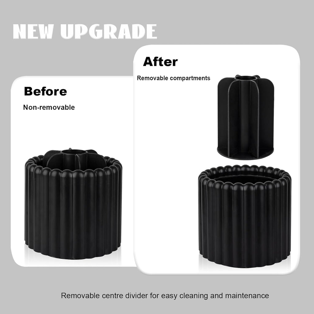 Anyoifax 360 Rotating Makeup Brush Holder 7 Slots Make Up Brush Organizer Removable Spinning Cosmetic Brushes Storage Pen Holder for Vanity, Dresser, Desk, Black