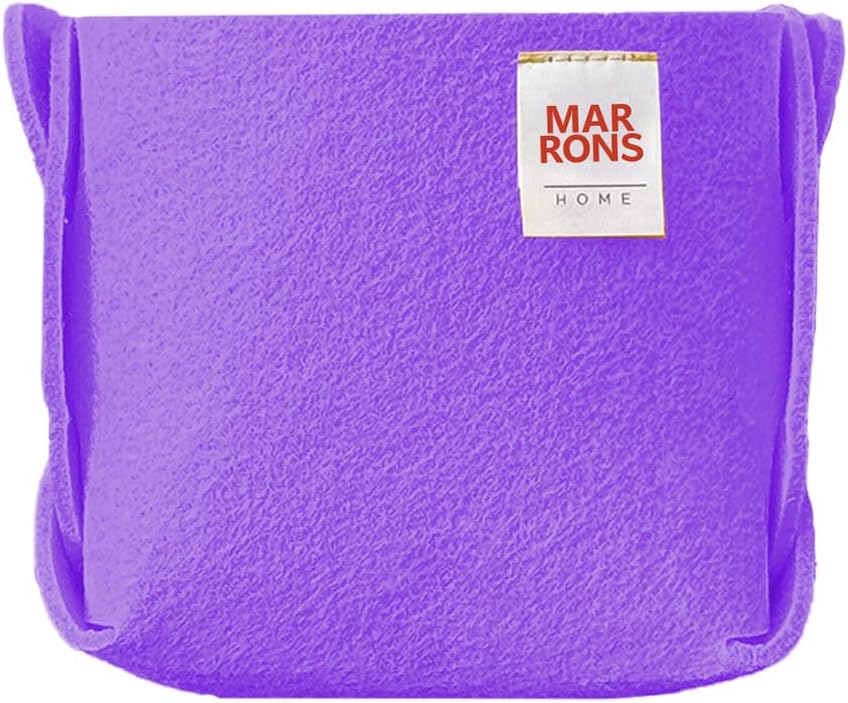 Collapsible Felt PURPLE Storage Bin Mini 3.9"x3.9"x3.9" – Foldable Basket with Handles for Closet, Toy Storage, Laundry Room Organization, Decorative Storage Bins for Shelves, Nursery Storage