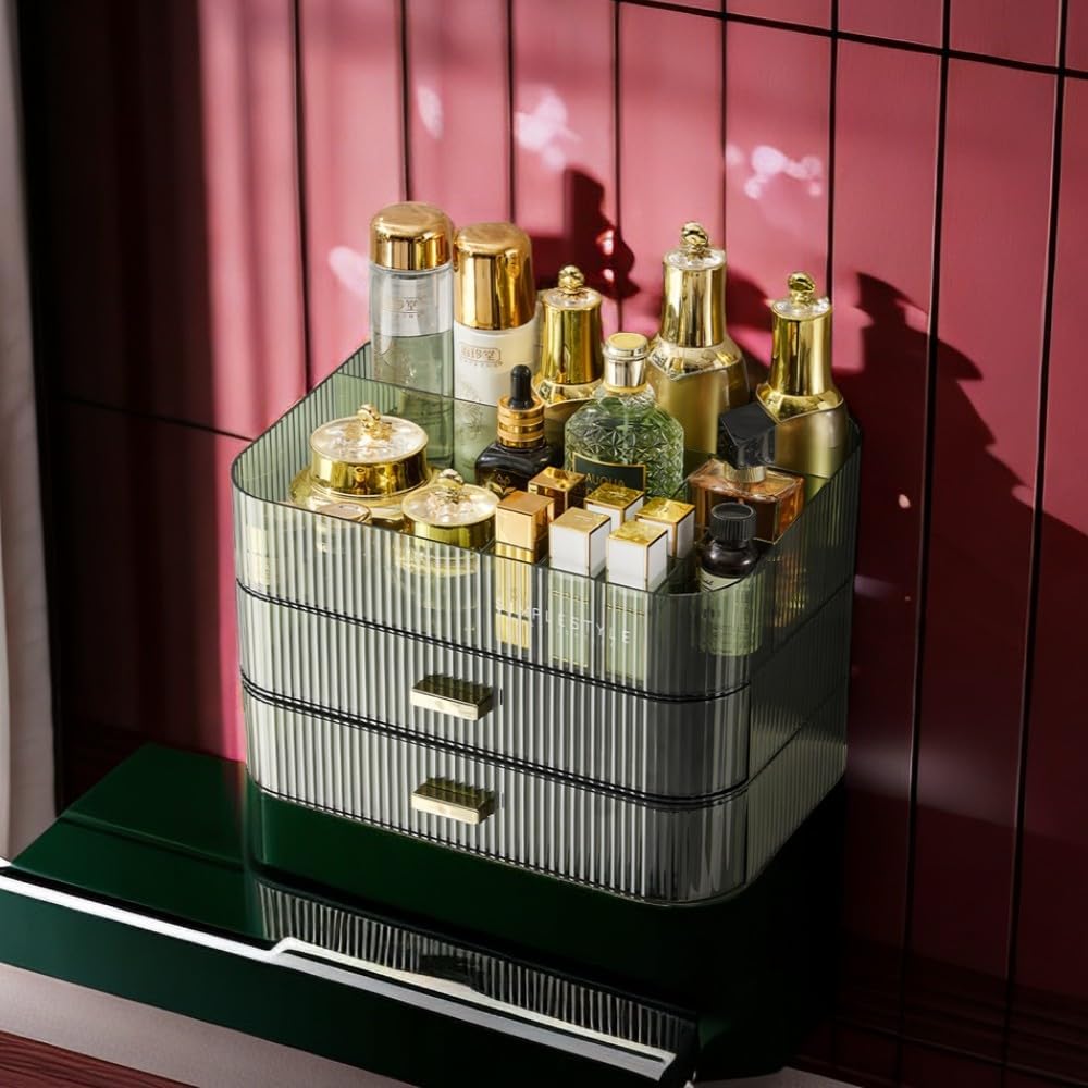 Makeup Organizer with Drawers Stackable Skincare Cosmetic Makeup organization for vanit Bathroom Desk Countertop