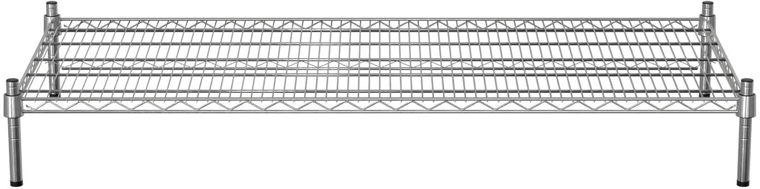 24" x 54" NSF Chrome Wire Stationary Dunnage Storage Rack with 8" Posts, Ideal for Commercial Kitchen, Home, Garage, Warehouse, Shelters