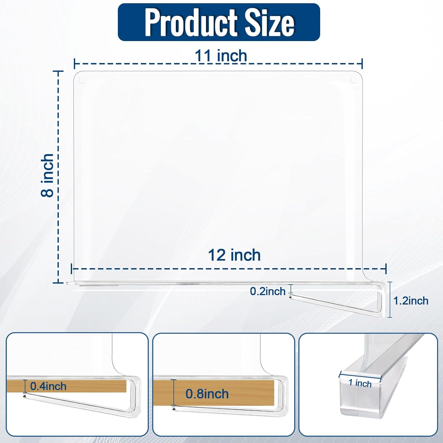 10 Pack Clear Acrylic Shelf Dividers for Closet Shelf Organizer of Bedroom Kitchen Office Bathroom Organizer for Clothes Books Hats and Handbags