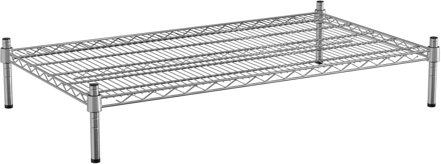 24" x 42" NSF Chrome Wire Stationary Dunnage Storage Rack with 8" Posts, Ideal for Commercial Kitchen, Home, Garage, Warehouse, Shelters