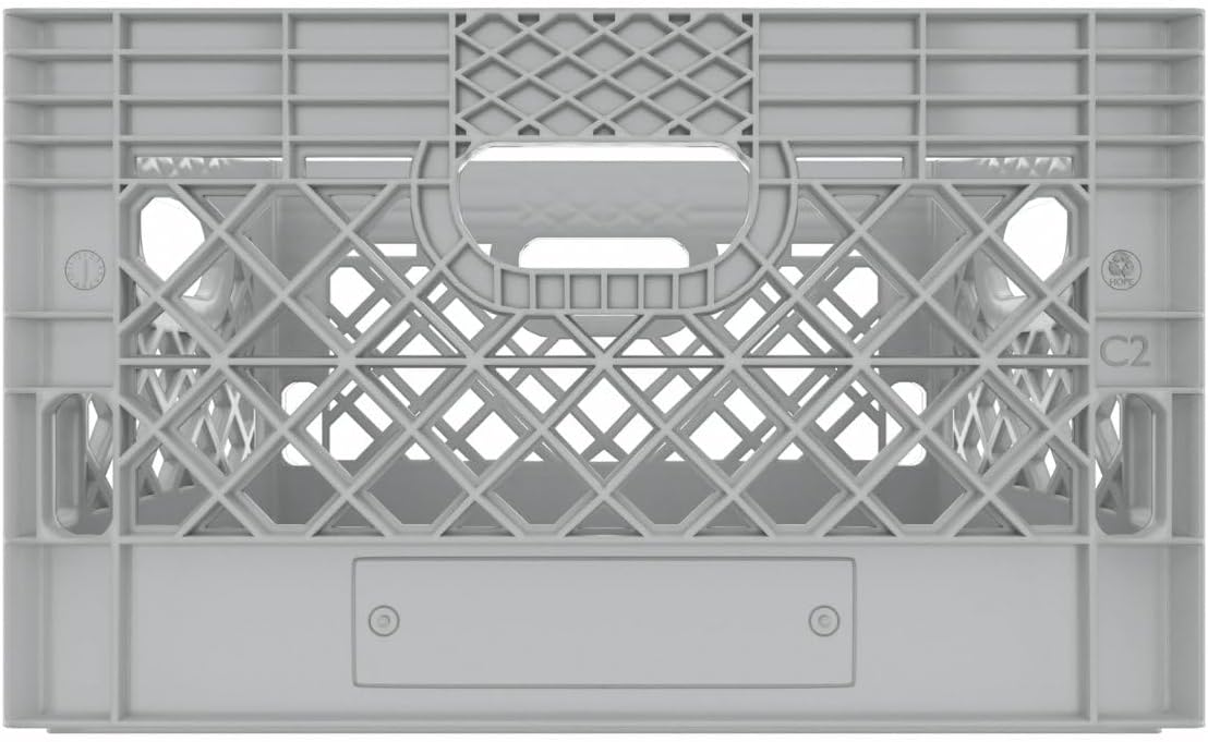 Heavy Duty Plastic Storage Milk Crates, Stackable Utility Organizer Bins, 19x11x13 Inches, 6 Pack, Made in USA, 24 Qt/6 Gallon Capacity (Gray)