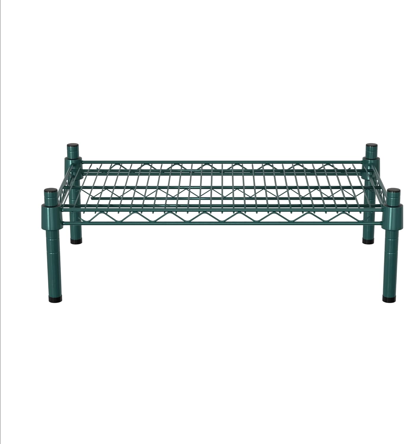 14" x 24" NSF Green Wire Stationary Dunnage Storage Rack with 8" Posts Ideal for Commercial Kitchen Home Garage Warehouse Shelters