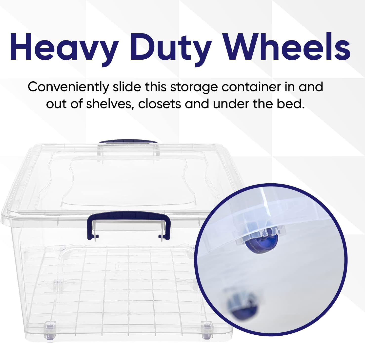 Superio Storage Bins with Lids- Clear Boxes for Organizing, Stackable Plastic Containers- BPA Free, Non-Toxic, Odor Free, Organizer for Home, Office, Dorm (6 Pack, 60 Qt (Wheeled))