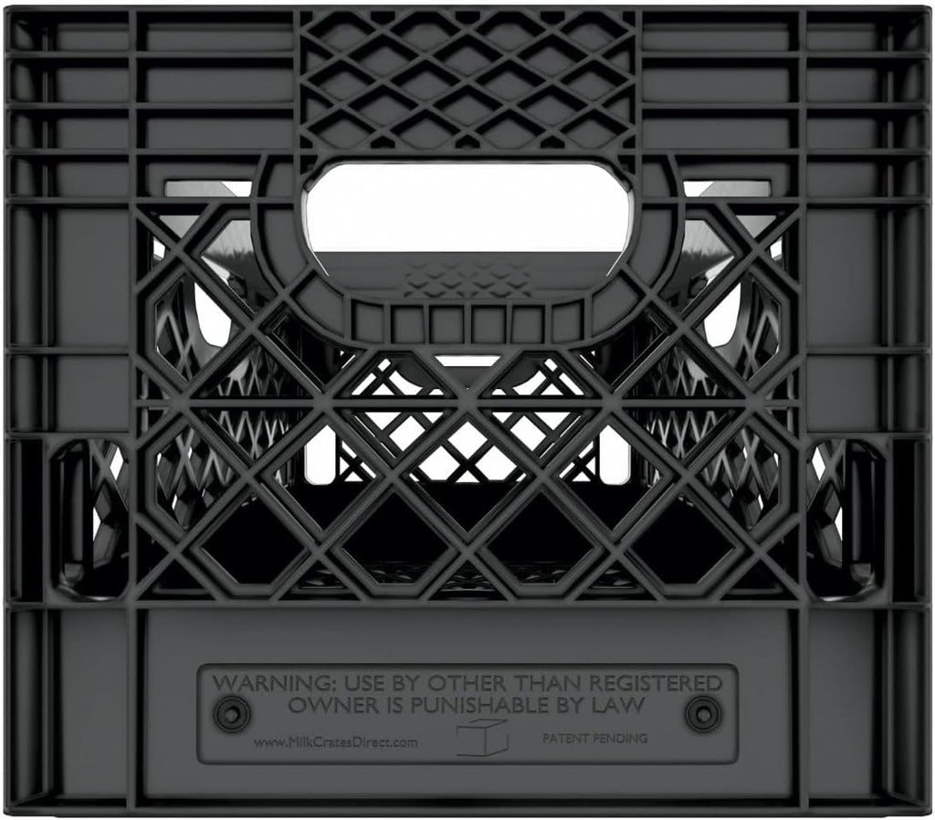 Heavy Duty Plastic Storage Milk Crates, Stackable Utility Organizer Bins, 19x11x13 Inches, 6 Pack, Made in USA, 24 Qt/6 Gallon Capacity (Black)