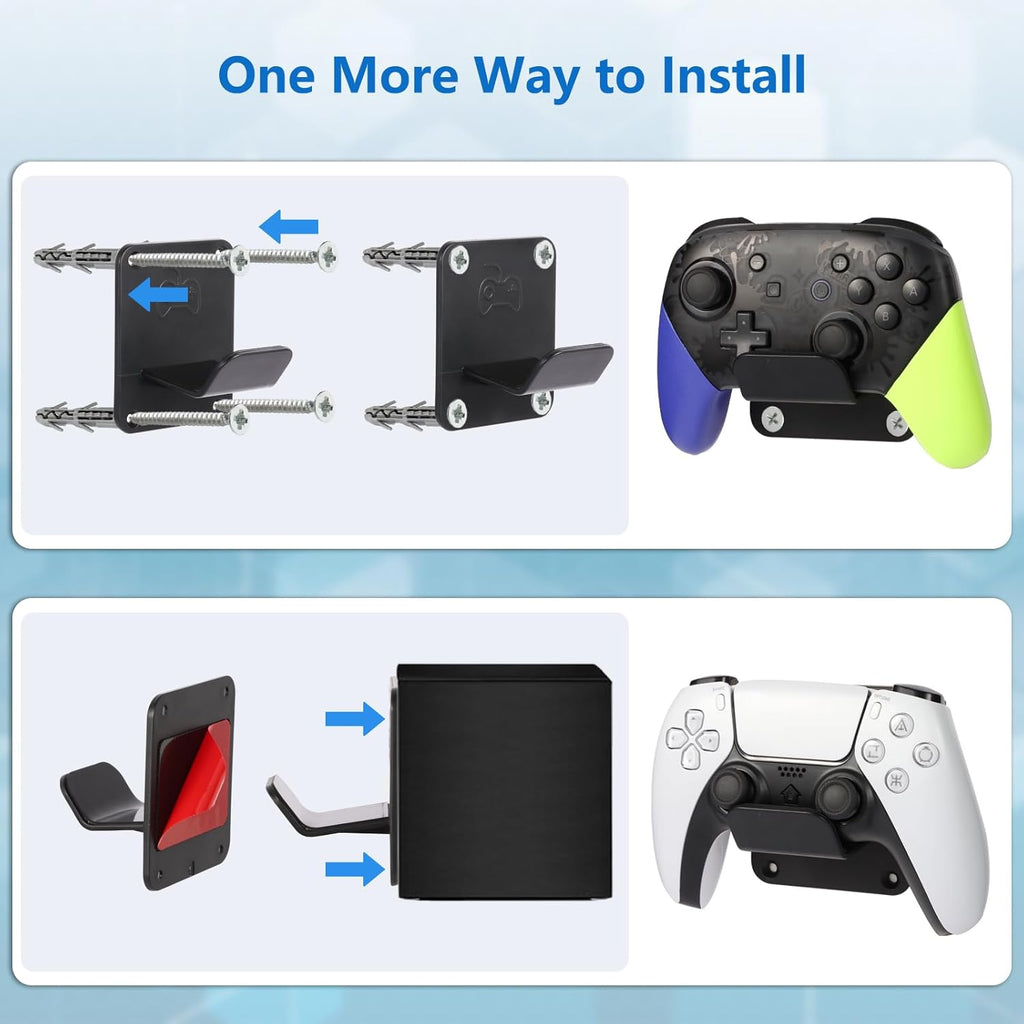 Controller Holders Wall Mount 3 Pack Wall Stands With Non-Slip Pads, Premium Headphone Mount for Controllers and Headsets, Black, YCKJ-WM-01