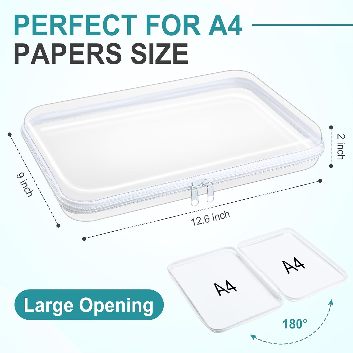 Sanwuta 6 Pcs Clear Hard Zipper Case Hard Plastic Zipper Pouches Transparent Makeup Bag Pencil Pouches for Travel Snacks Christmas Trinket Storage Organizer Box(White,12.6 x 9 x 2 Inch)