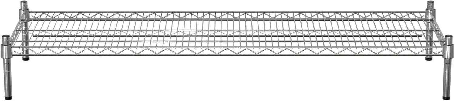 18" x 54" NSF Chrome Wire Stationary Dunnage Storage Rack with 8" Posts, Ideal for Commercial Kitchen, Home, Garage, Warehouse, Shelters